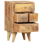 vidaXL Solid Mango Wood Bedside Cabinet - Versatile Nightstand with 4 Drawers and Beautiful Natural Finish - Dimensions: 14.2"x11.8"x23.6"