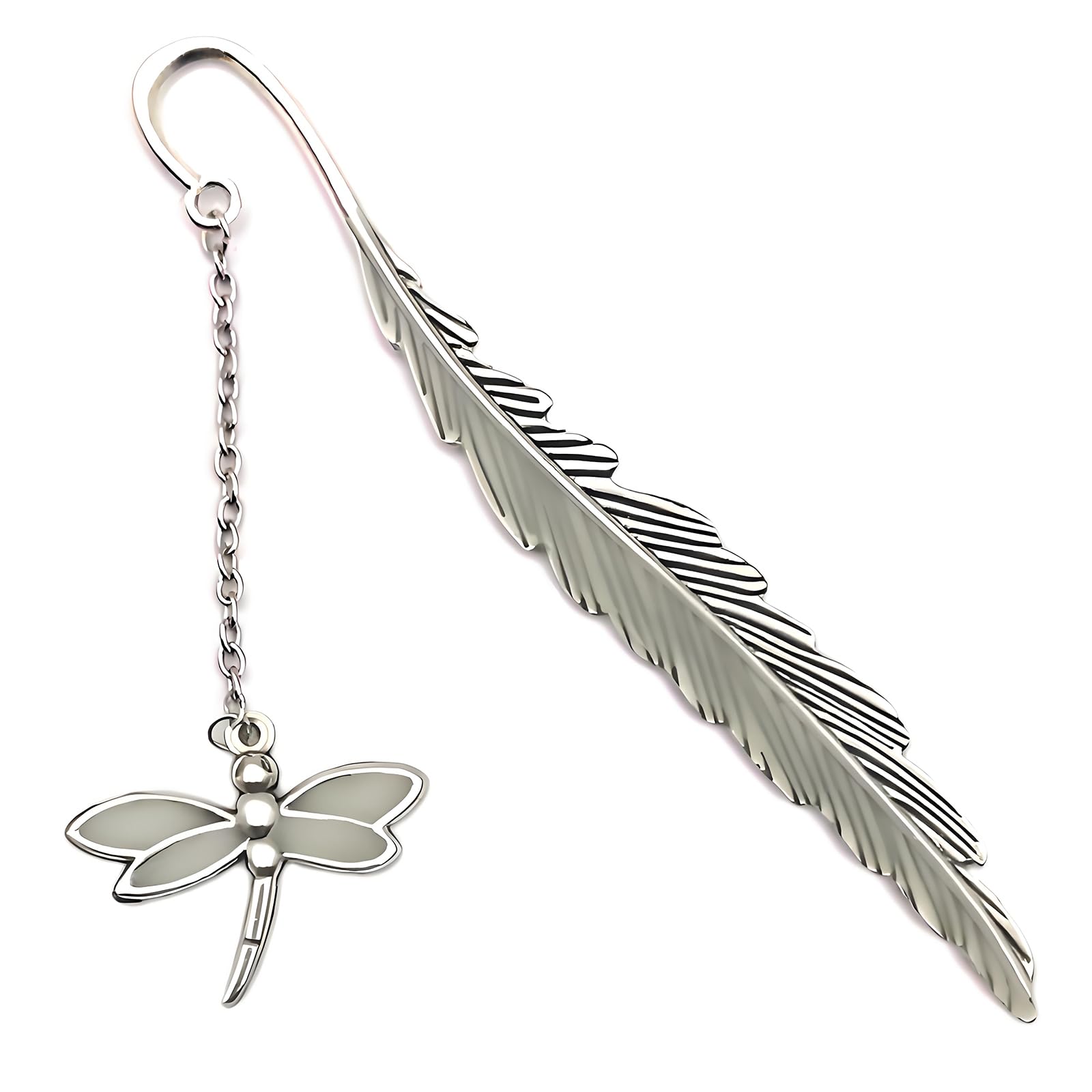 Feather Dragonfly Bookmark, Metal Bookmark Glow In The Dark Dragonfly Bookmark, Fantasy Bookmark Gifts For Women Men, Cool Bookm