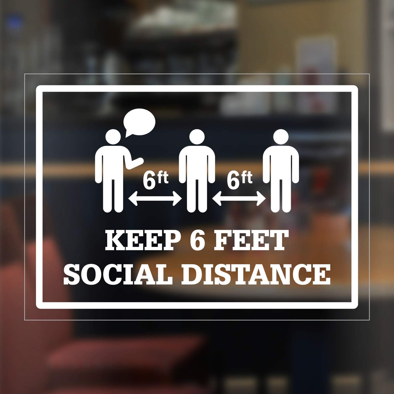 Smartsign Keep 6 Feet Social Distance    Social Distancing Window Decal | 5 ' X 7 ' Clear Vinyl With Back Adhesive (Pack Of 2)
