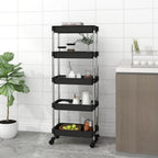 Vidaxl 5-Tier Kitchen Trolley With Removable Baskets- Versatile Organizer- Durable Iron And Abs Material- Black