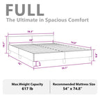 vidaXL Fabric Bed Frame Platform Bed, Scandinavian Style/Slats Support/No Box Spring Needed/Without Mattress/Easy Assembly, Light Grey Full Bed