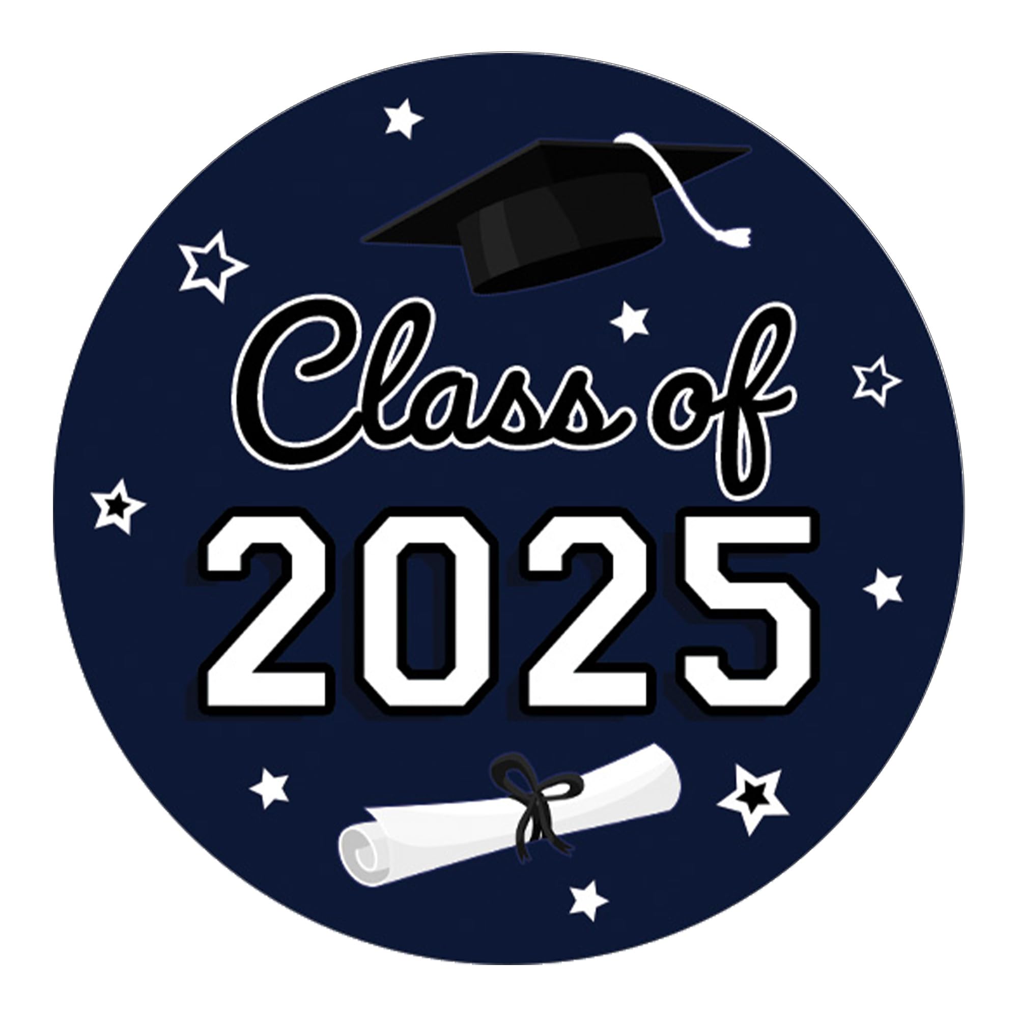 Navy Blue Graduation Party Favors Stickers, Class Of 2025 Graduation Envelope Seals, Candy Stickers - 40 Count
