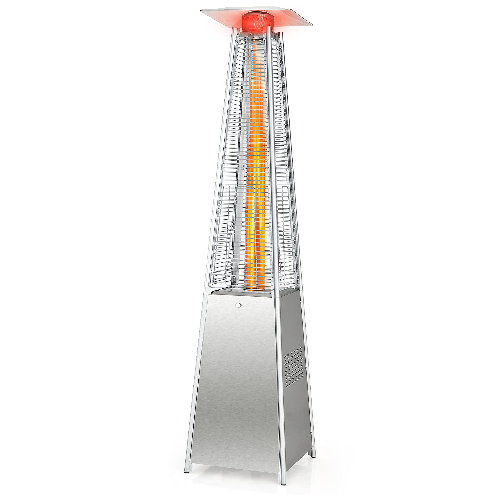 Tangkula 90-Inch Outdoor Patio Heater, 42000 Btu Portable Pyramid Propane Heater With Wheels, Quartz Glass Tube, Auto Shut Off P