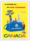 Canada - Air Canada TCA (Trans-Canda Air Lines) - Vintage Airline Travel Poster by Roberto Floreani c.1960 - Master Art Print (U