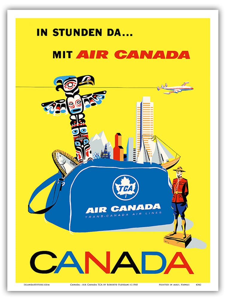 Canada - Air Canada TCA (Trans-Canda Air Lines) - Vintage Airline Travel Poster by Roberto Floreani c.1960 - Master Art Print (U