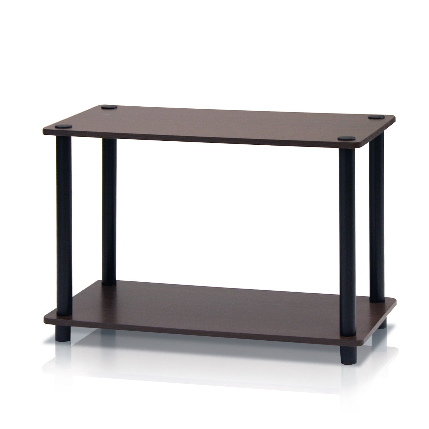 Furinno Turn-N 2-Tier No Tools Tube Shelf/End Table, Single, Dark Brown/Black
