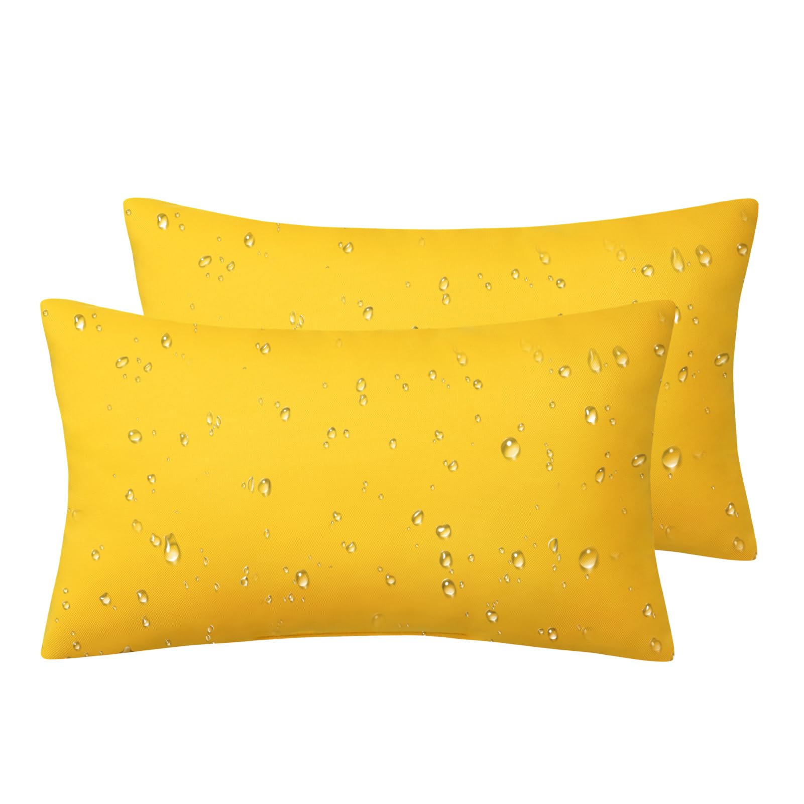 Phantoscope Pack Of 2 Premium Dual Usage Outdoor Pillow Inserts, Waterproof Throw Pillows No Cover Needed, Colorful Decorative Couch Sham Cushion Stuffer Patio Couch Tent, Yellow 12 X 20 Inches