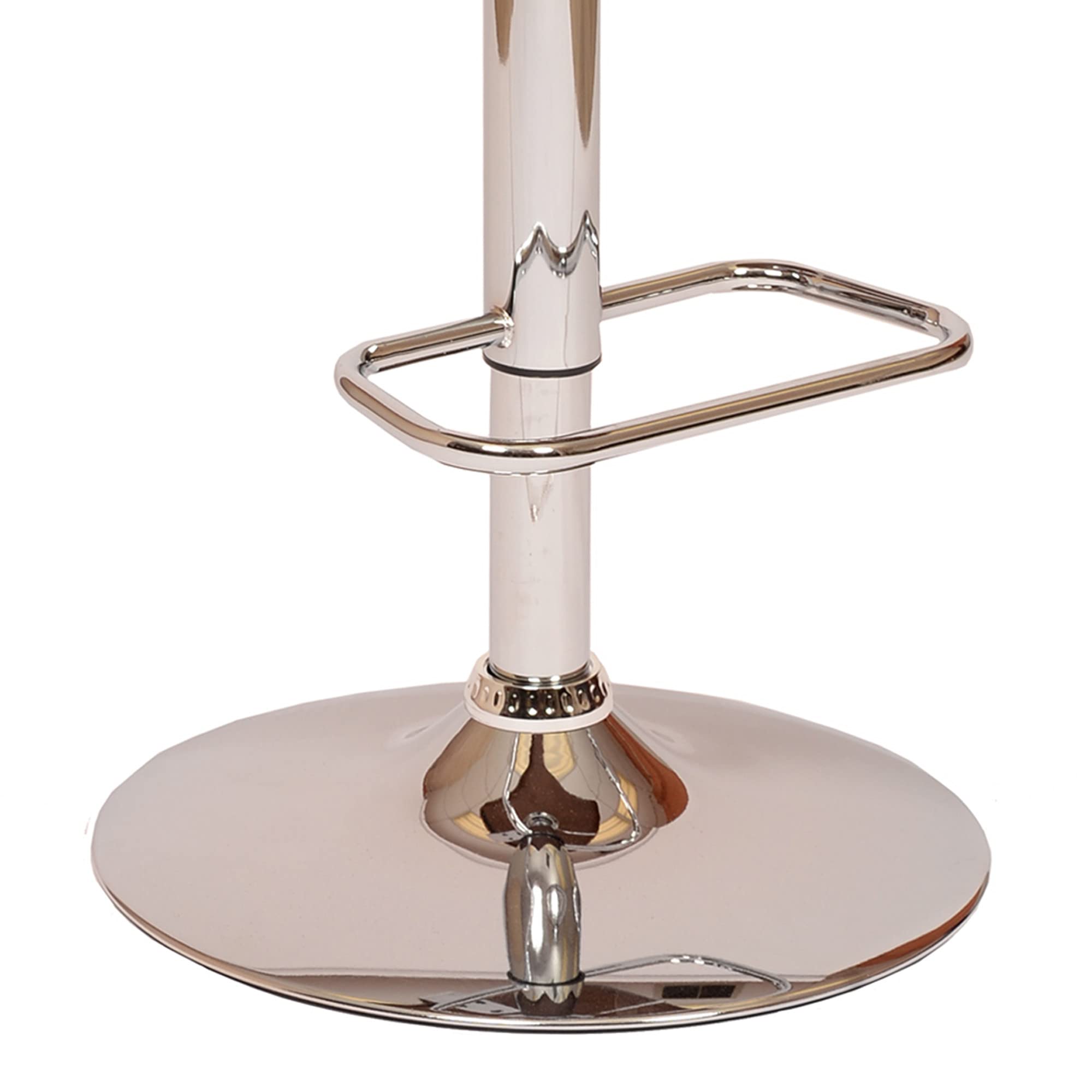 HomeRoots Chrome Metal, Walnut Vaneer, Leatherette Black Upholstered Chrome Base Adjustable Bar Stool