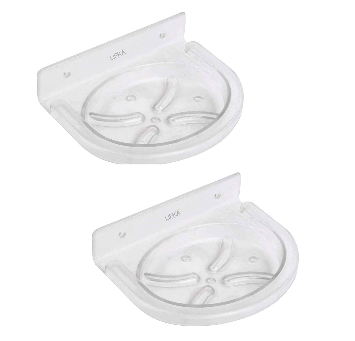LIPKA Pack of 2 Unbreakable ABS Oval Soap Dish Wall Mounted Stand/Holder