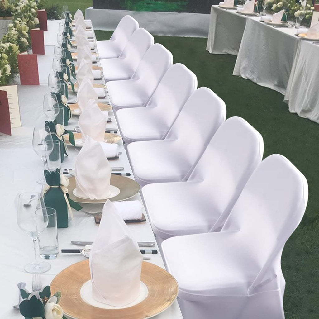 Babenest Spandex Folding Chair Covers - 30Pcs Upgraded Universal Stretch Washable Fitted Chair Slipcovers Protector For Wedding, Holidays, Banquet, Party, Easter Celebration (White)