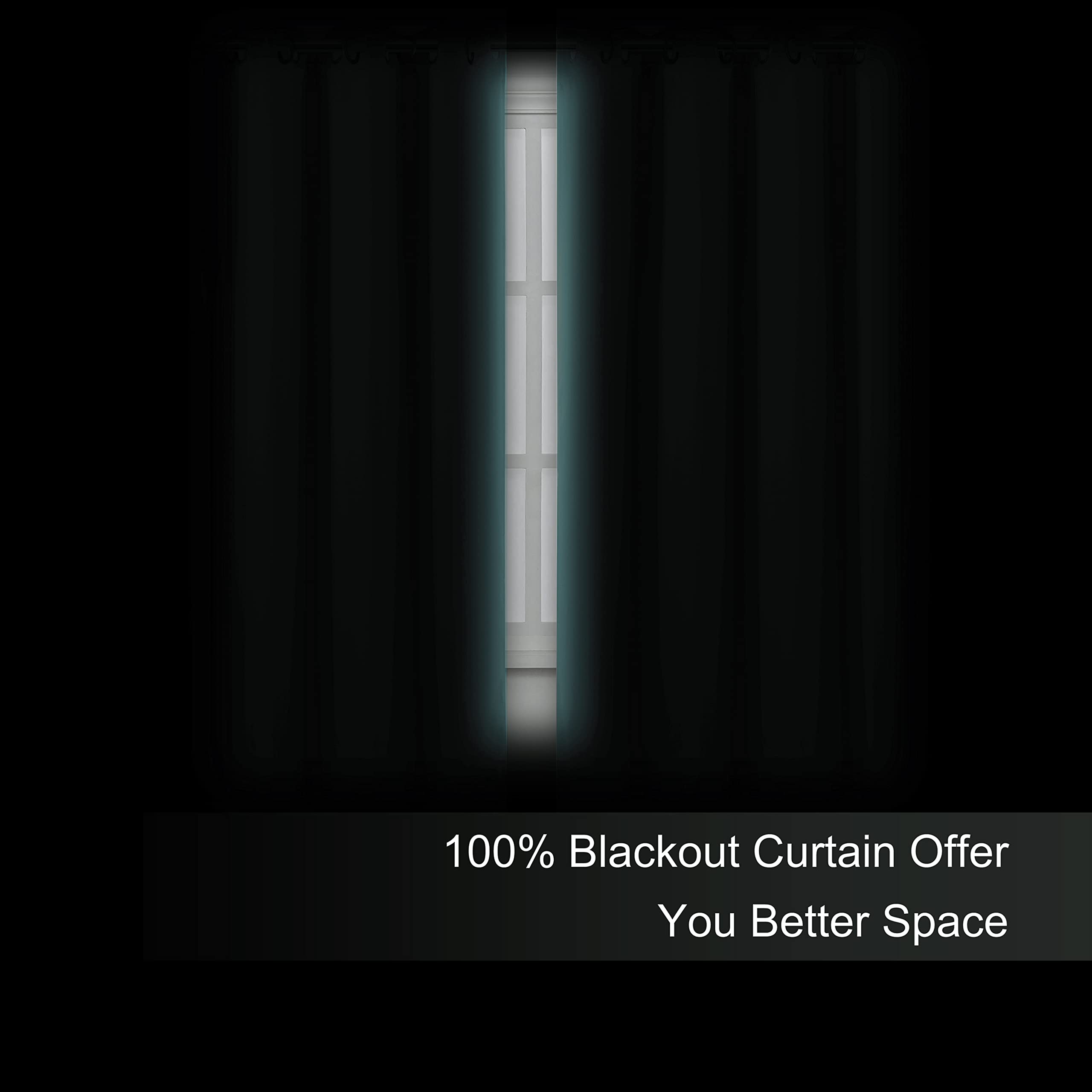 Lemomo 100% Blackout Curtains 52 X 63 Inch/Sea Teal Curtains 2 Panels With Black Lining Room Darkening Thermal Insulated Bedroom
