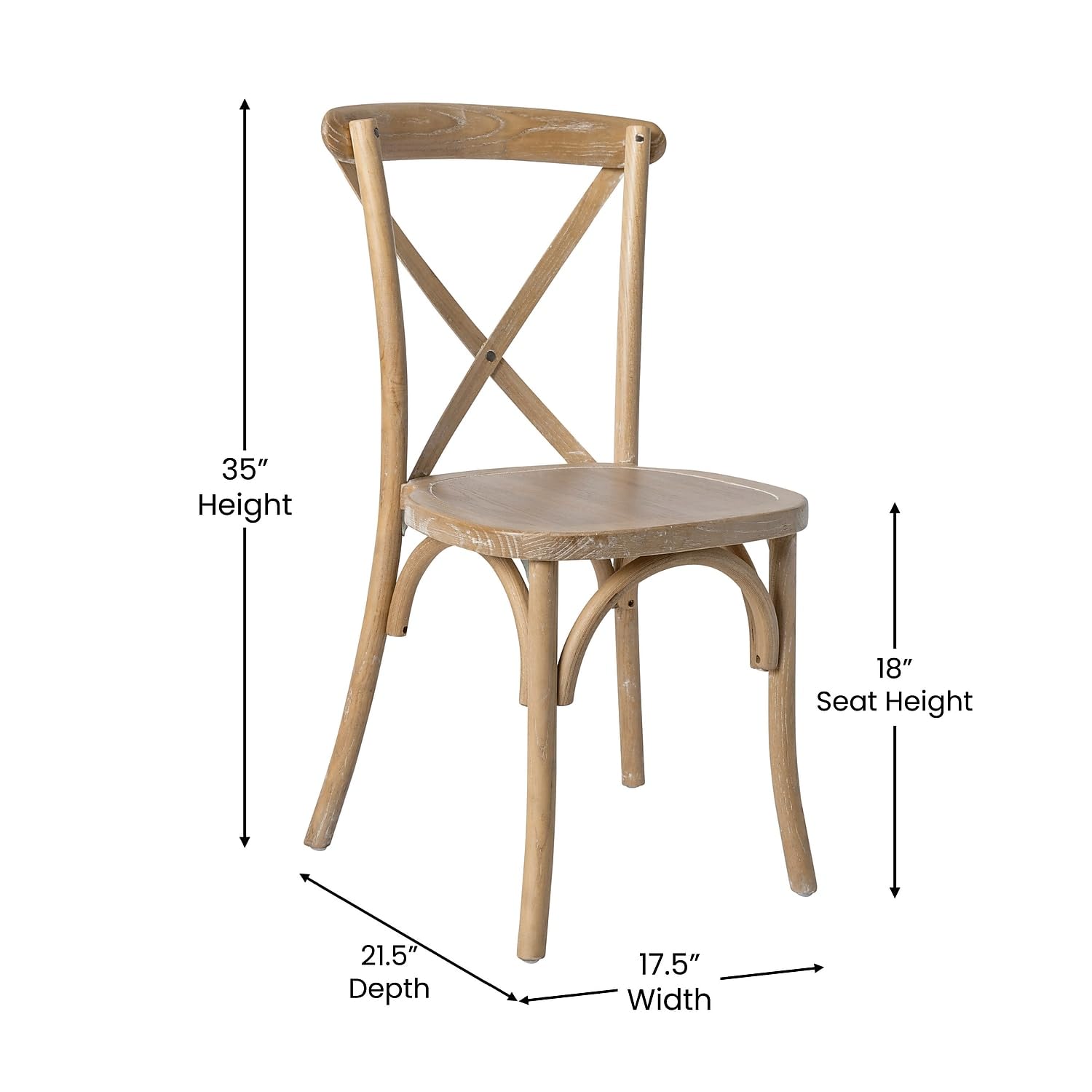 Flash Furniture Advantage Natural With White Grain X-Back Chair