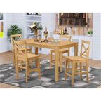 East West Furniture CAPB5H-OAK-W 5 Piece Kitchen Counter Height Dining Table Set Includes a Rectangle Pub Table and 4 Dining Room Chairs, 36x60 Inch, Oak