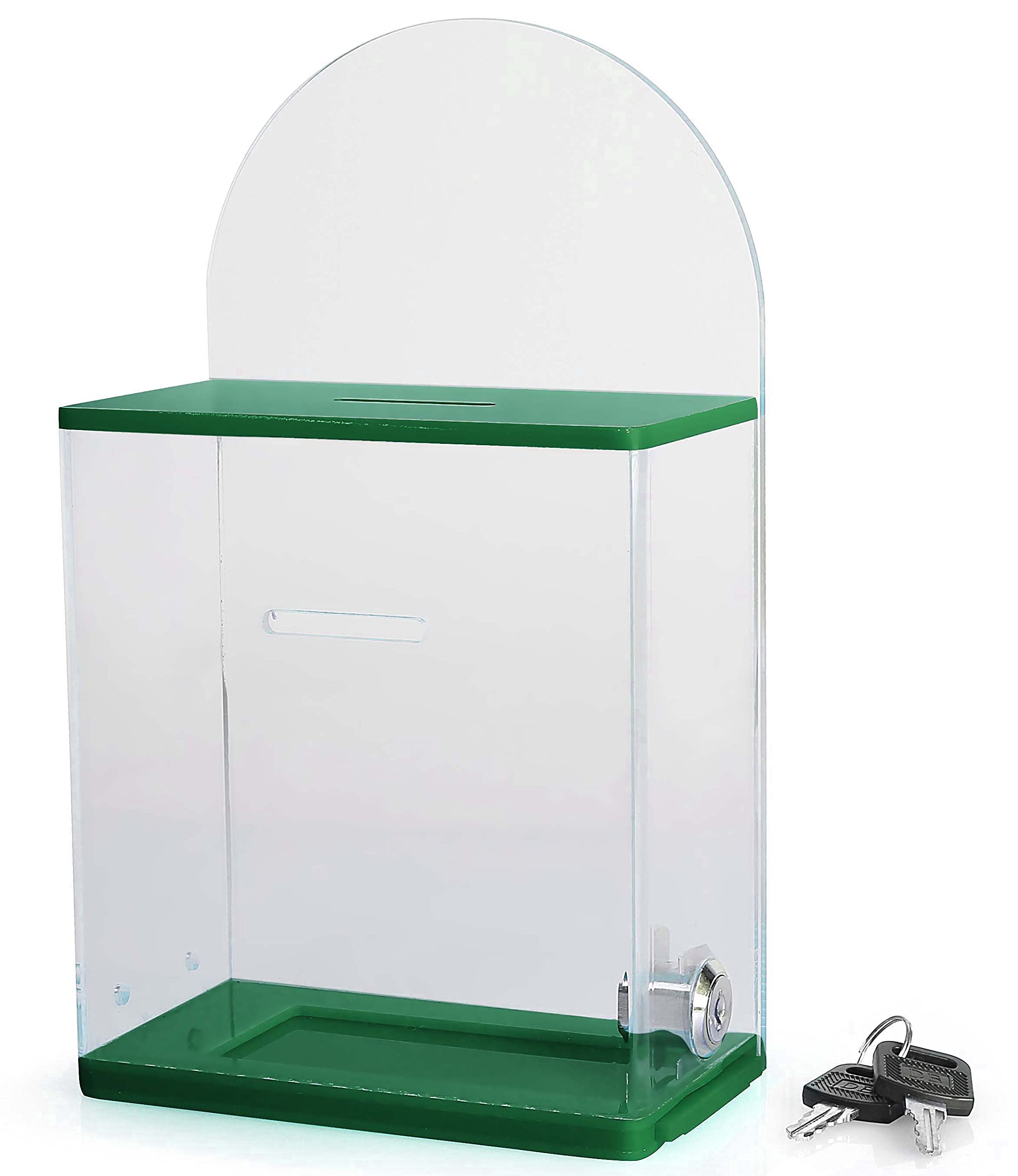 Acrylic Donation Suggestion Collection Box Pre Drilled Holes For Wall Mounted Or Retail Countertop Tip Box With Round Back Wall