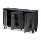 Baxton Studio Fernanda Modern and Contemporary Dark Gray 3-Door Wooden Entryway Shoe Storage Wide Cabinet