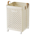 UAK 67L Plastic Laundry Basket with Wheels & Handle, Heavy Duty Foldable Laundry Hamper  Easy Clean Waterproof Rolling Organize