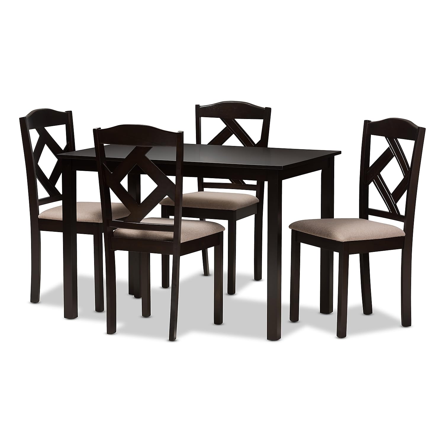 Baxton Studio Ruth 43.31-Inch W Dining Set, Beige And Dark Brown, 5-Piece (142-8027-8026Ht)