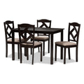 Baxton Studio Ruth 43.31-Inch W Dining Set, Beige And Dark Brown, 5-Piece (142-8027-8026Ht)