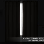 Lemomo 100% Blackout Curtains 52 X 95 Inch/Black Curtains 2 Panels With Black Lining Room Darkening Thermal Insulated Bedroom Cu