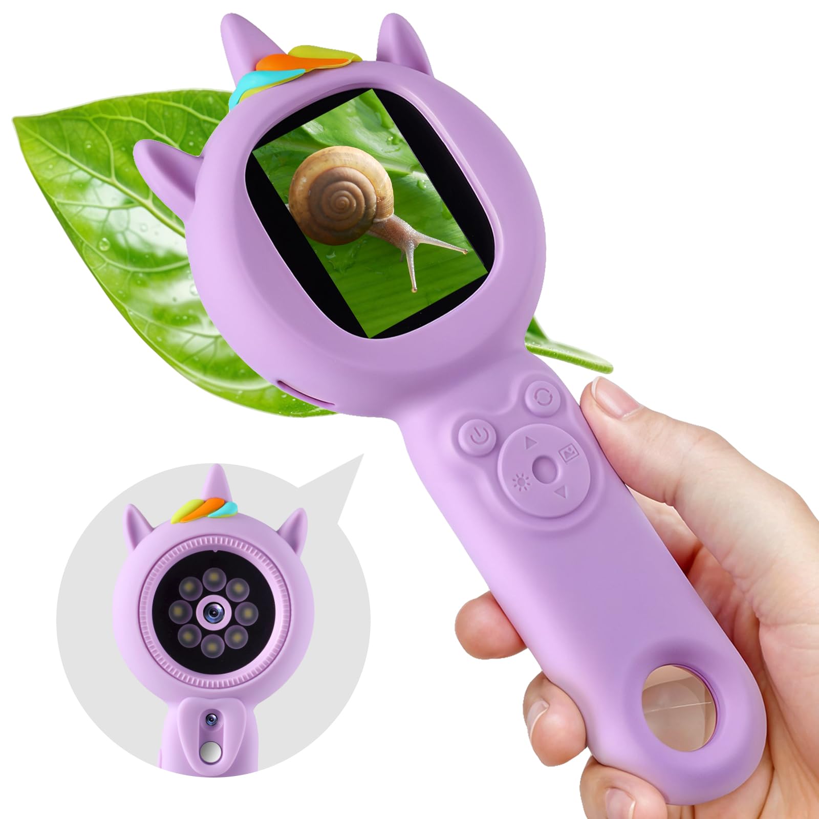 Kids Microscope- 500x Magnification,16X Zoom,Handheld Microscope for Kids with HD Cam,Portable Science Learning Tool,Christmas B