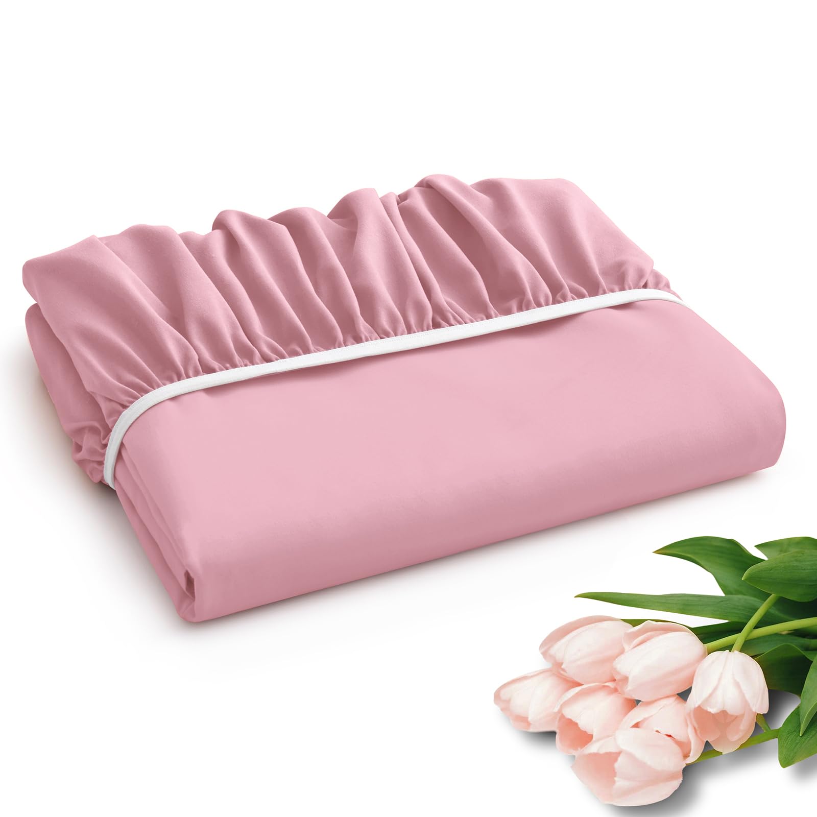 Horbaunal Extra Deep Pocket Queen Fitted Sheet Only - Fits Up To 24 Inch Mattress - Luxury 1800 Thread Count - Microfiber Pink F