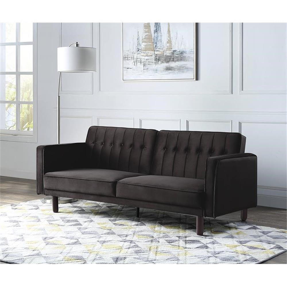 Acme Qinven Tufted Velvet Adjustable Sofa with Track Arm in Dark Brown