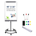Tsj Office Mobile Standing Whiteboard - 40 X 26 Inches Dry Erase White Board Tripod Whiteboard With Rolling Stand Flipchart Ease