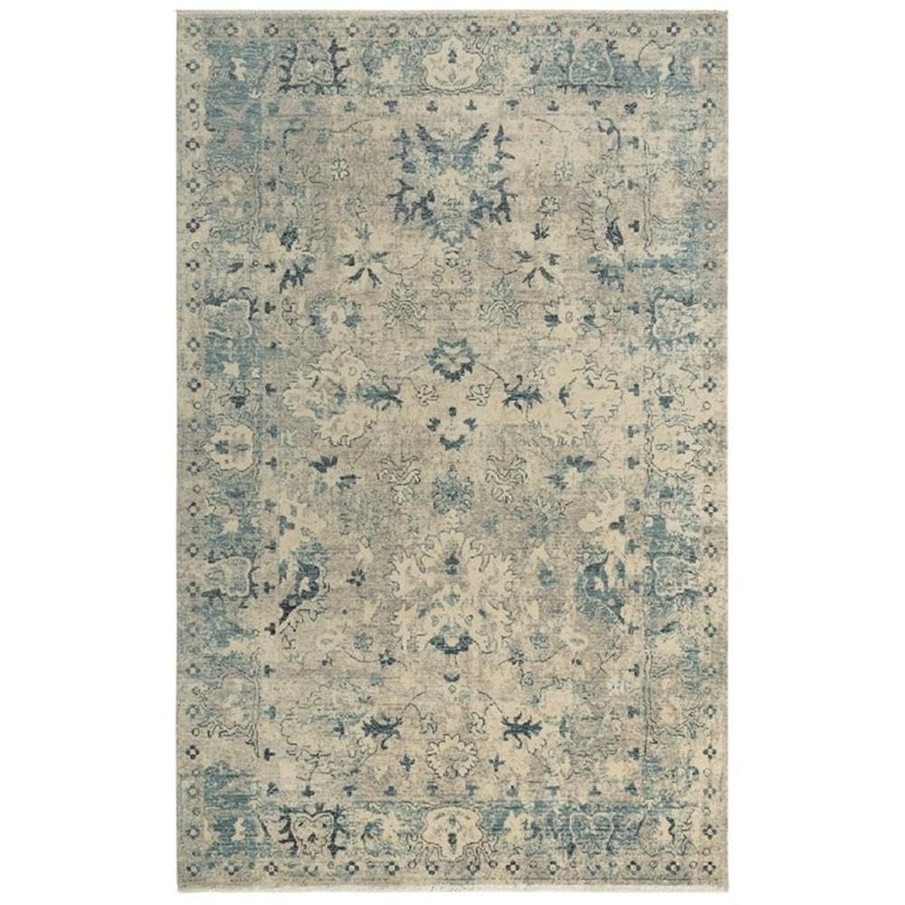 Intrepid 5' X 8' Distressed Classical Beige/Blue/Ivory Hybrid Area Rug