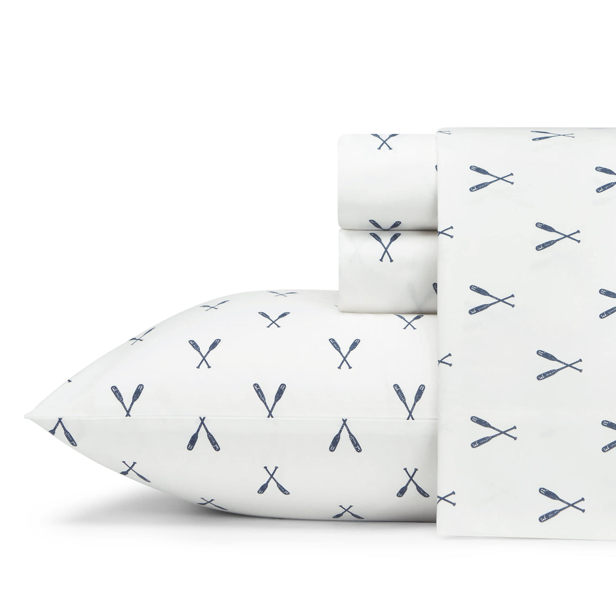 Eddie Bauer - Twin Sheet Set, Cotton Percale Bedding Set, Crisp & Cool Home Decor, Dorm Room Essentials (Eddies Oar White, Twin)