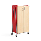 Safco Products 3935RED Whiffle Typical 15, Double Column 14-Tote 2-Shelf Doored Rolling Storage Cart with Magnetic Dry-Erase Back, Red, 60" H, Tall