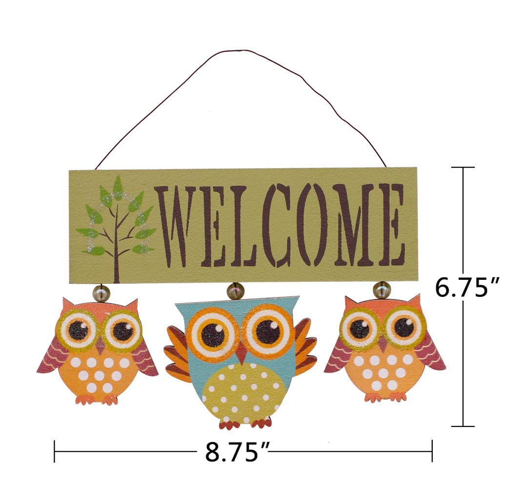 Attraction Design Primitive Country Wood Welcome Owl Sign Door Hanging Owls Decor Wall Art
