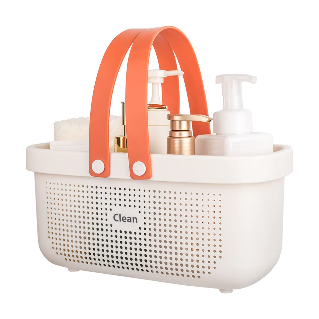 JiatuA Plastic Storage Basket with Handle Portable Shower Caddy Tote Organizer Basket Bin for Bathroom Kitchen Dorm Room Bedroom