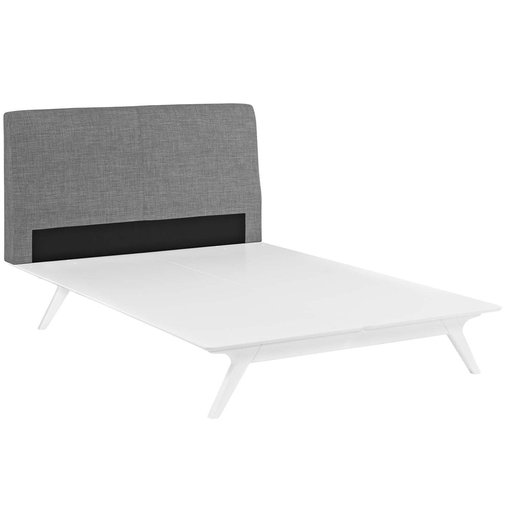 CasaFoyer  Tracy King Size Platform Bed | Durable MDF | Open Design | Foam Padded Headboard | Easy to Maintain | White Finish