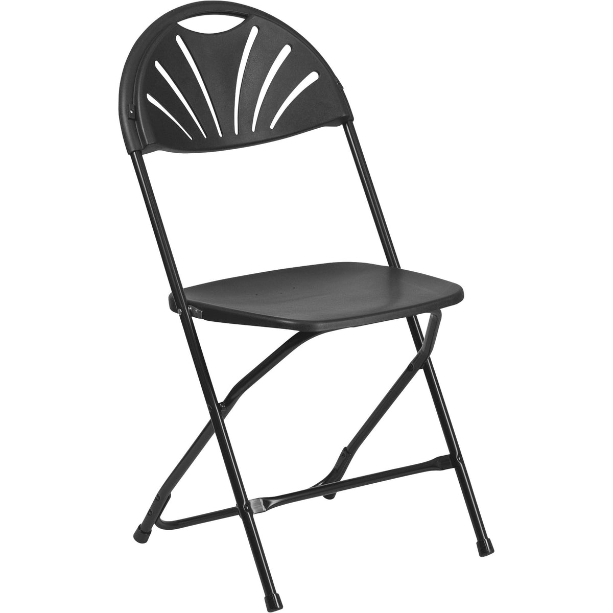 Flash Furniture Hercules Series 650 Lb. Capacity Black Plastic Fan Back Folding Chair