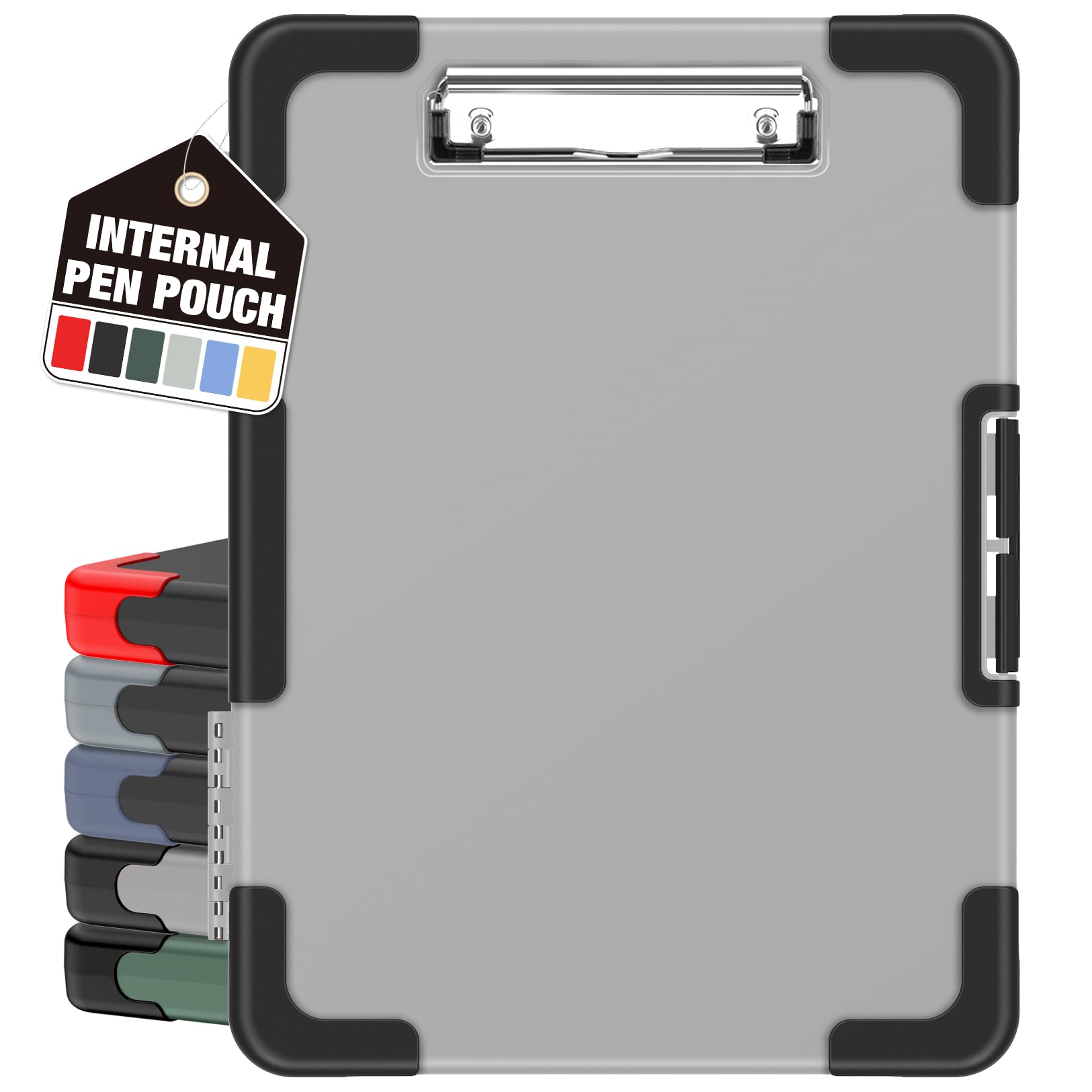 Sooez Reinforced Clipboard With Storage, Internal Pen Pouch Included, Heavy Duty Plastic Clip Boards 8.5X11   , High Capacity St