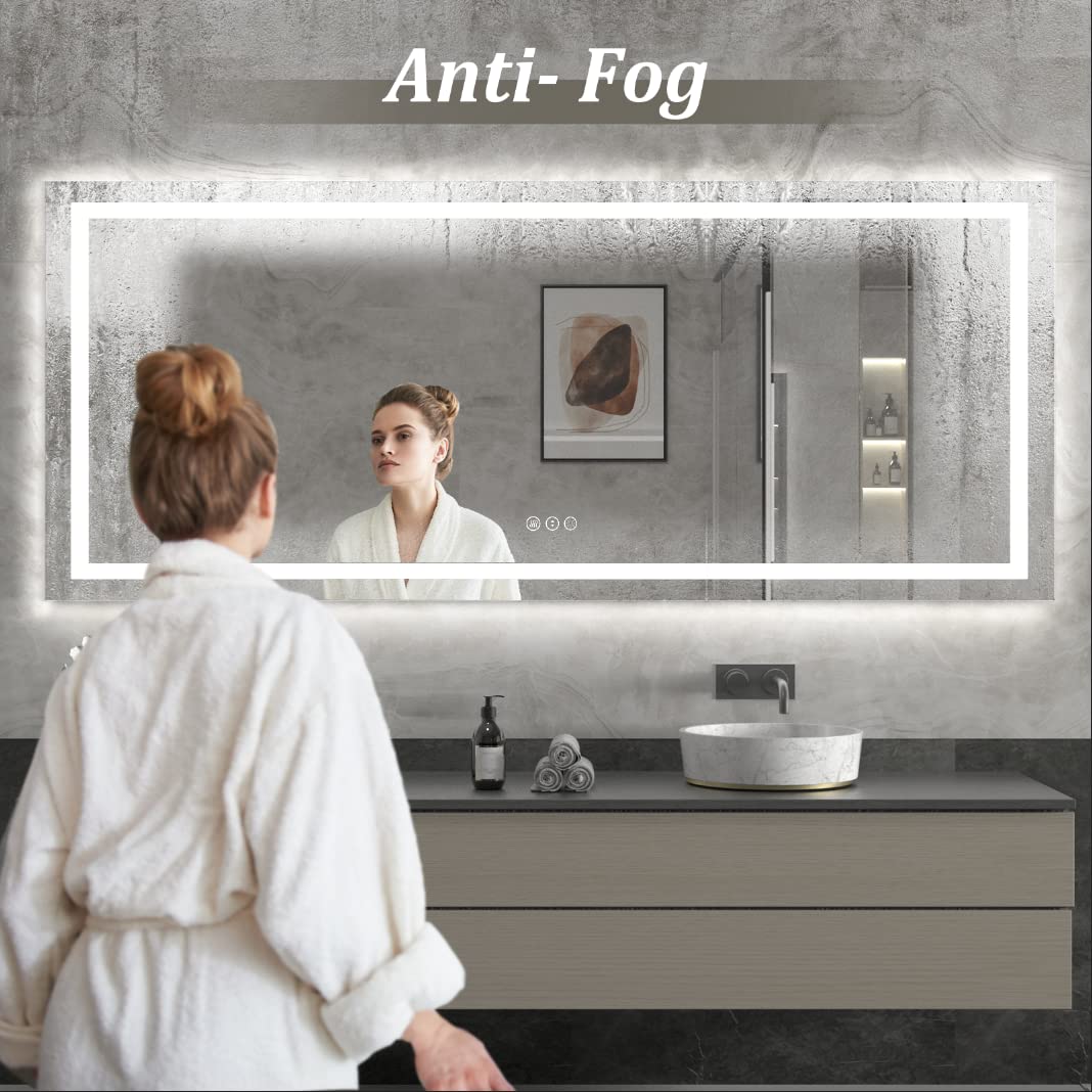 Oddsan 50X 40 Led Lighted Bathroom Mirror For Wall, Large Vanity Mirror With Lights, Dimmable, Anti-Fog, Shatter-Proof, Etl List