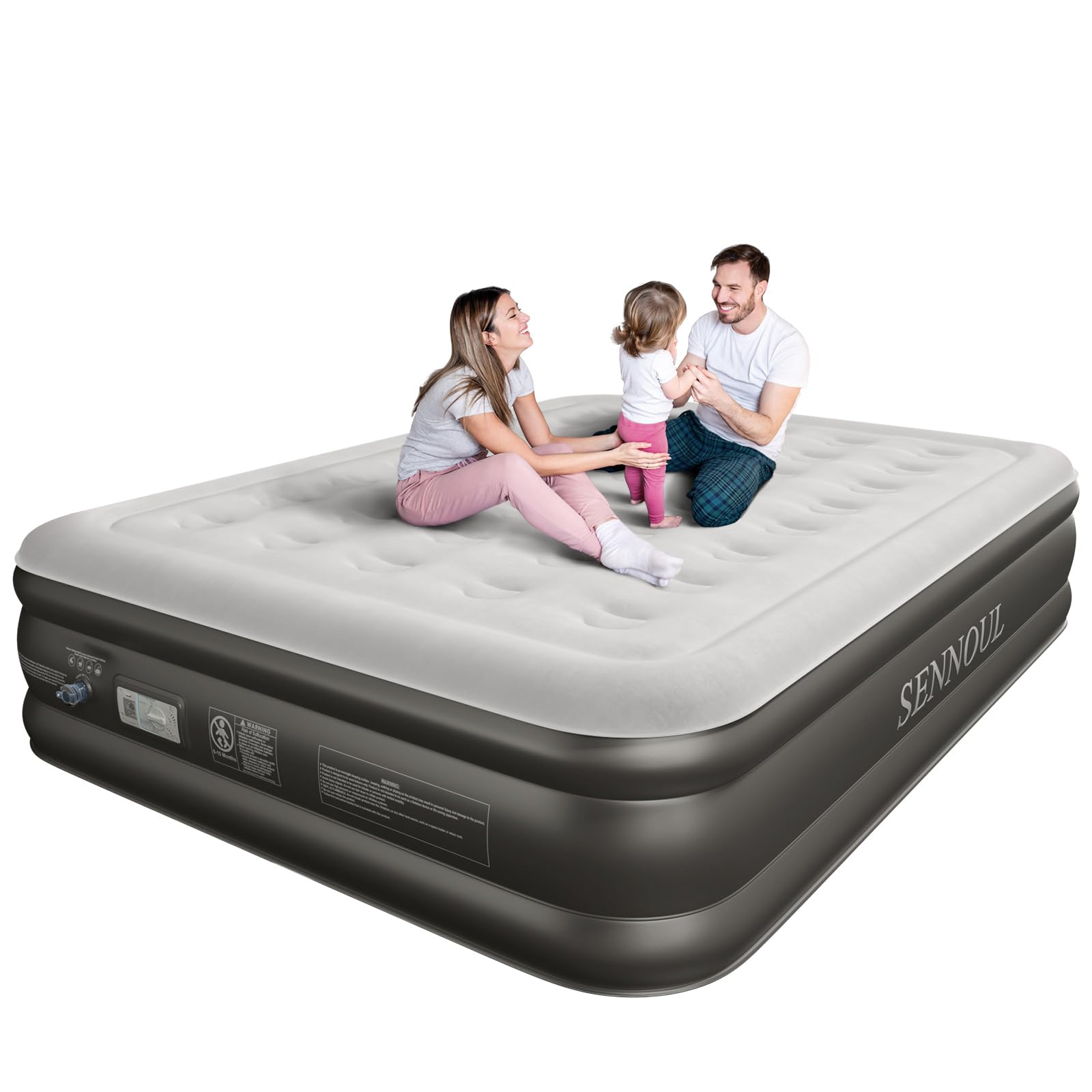 Sennoul Air Mattress Queen With Built In Pump - Upgraded Blow Up Bed,2 Mins Quick Self Inflatable And Deflate, 18''/650Lbs Max,