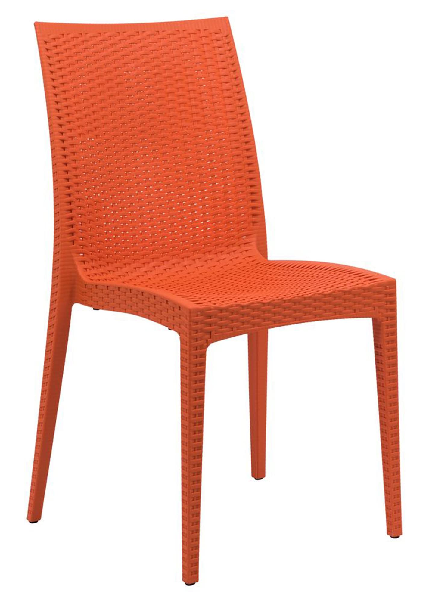 LeisureMod Modern Indoor/Outdoor Home Decorative Furniture Weave Mace Dining Chair (Armless) - Orange