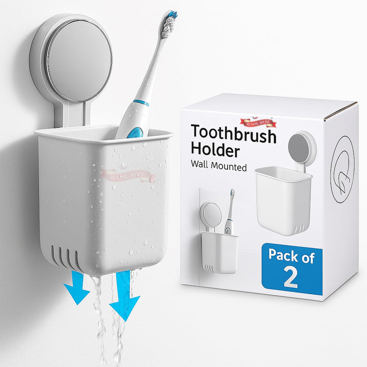 Rushil Were Toothbrush Holders for Bathroom | Wall Mounted Toothbrush Holder | Bathroom Shelf for Wall | 2 Toothbrush Holder | S