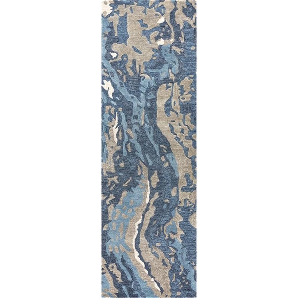 Rizzy Home Alora Decor Lapis 2'6" X 8' Abstract Blue/Dk Blue/Gray/Taupe Hand-Tufted Rug