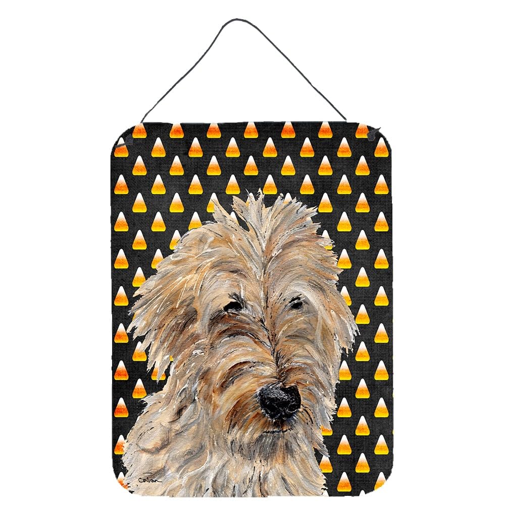 Caroline's Treasures SC9667DS1216 Golden Doodle 2 Candy Corn Halloween Wall or Door Hanging Prints Aluminum Metal Sign Kitchen W
