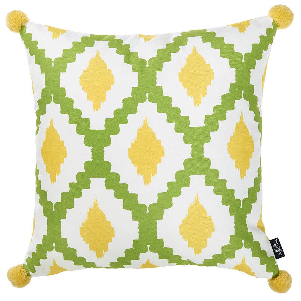 Pillows HomeRoots Multi Polyester 18'x 18' Tropical Lime Lines Printed Decorative Throw Cover