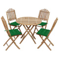 vidaXL Folding Patio Dining Set with Cushions 5 Piece Garden Outdoor Balcony Backyard Terrace Dinner Dinette Seating Table Chair Set Home Bamboo