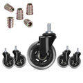 Hirate 3' Office Chair Casters Wheel with 3/8'-16UNC Threaded Stem Mute Gaming Chairs Casters Replacement Safe for Hardwood Ti