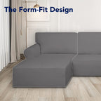 Purefit Super Stretch Sectional Couch Covers - 2 Pcs Spandex Non Slip Sofa Covers With Elastic Bottom For L Shape Sectional Sofa Couch, Great For Kids & Pets (3 Seat Sofa + 2 Seat Chaise, Light Gray)