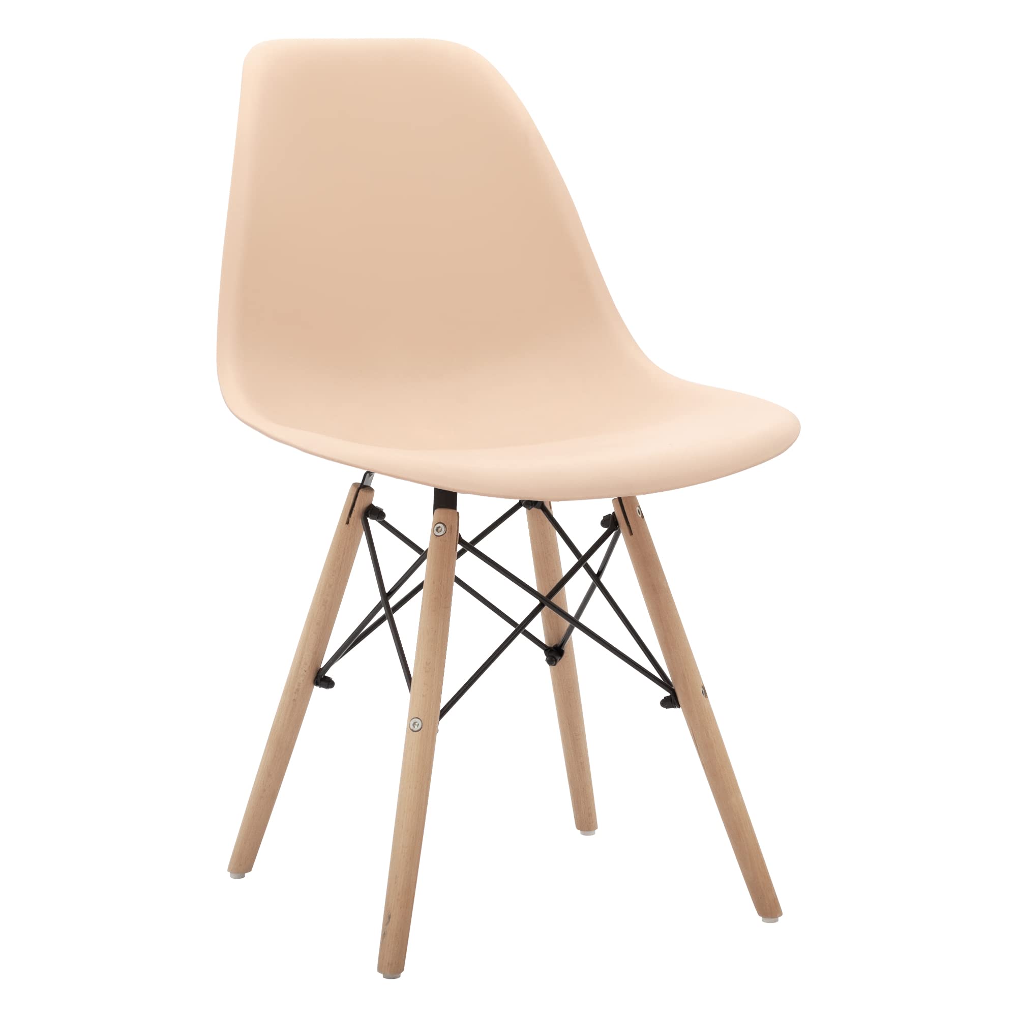 Canglong Modern Mid-Century Side Chair Dining Chair With Natural Wood Legs For Kitchen, Living, Dining Room, Set Of 1, Beige