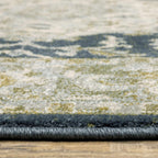 HomeRoots 508455 10 x 13 ft. Teal Blue Ivory Green & Gray Oriental Power Loom Stain Resistant Rectangle Area Rug