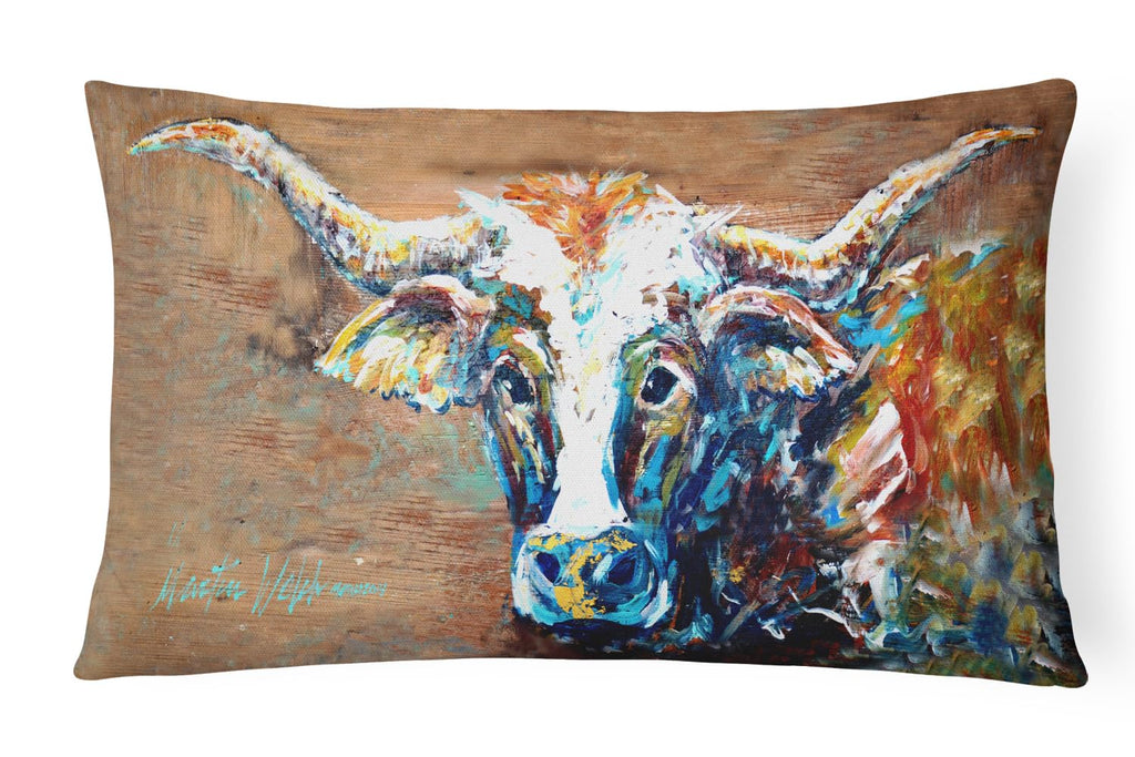 Caroline'S Treasures Mw1165Pw1216 On The Loose Brown Cow Canvas Fabric Decorative Pillow Machine Washable, Indoor Outdoor Decora