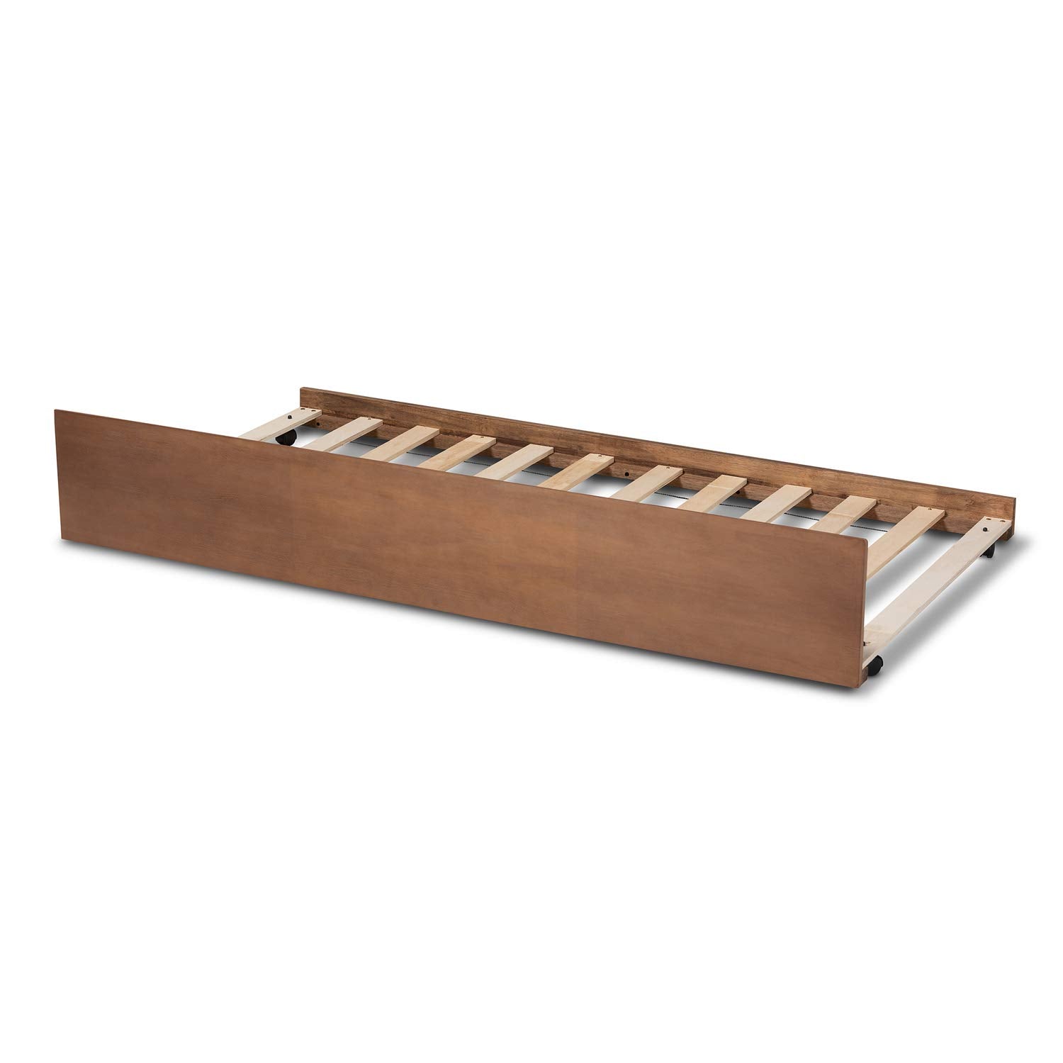 Baxton Studio Toveli Modern and Contemporary Ash Walnut Finished Twin Size Trundle Bed