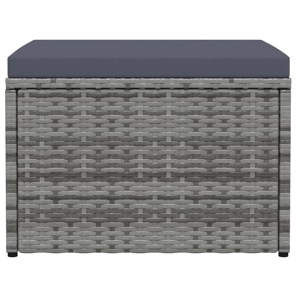 vidaXL Garden Footstool with Poly Rattan Cushion in Gray - Versatile Outdoor Furniture with Steel Frame, Adjustable Feet and Cushioned Comfort
